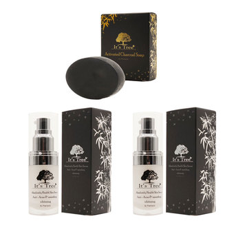 It's tree Activated charcoal soap 50 grams (1 ชิ้น) + It's tree Absolutely health skin serum 15 grams (1ชิ้น) + It's tree Absolutely health skin serum 15 grams (1ชิ้น) (black)