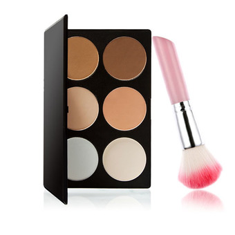 Hot Pro 6 Color Contour Face Powder Makeup Concealer Blush Palette Brush (Intl)