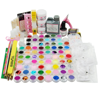 78 Acrylic Powder Liquid Glitter Glue Brush Nail Art Decoration Set (Intl)