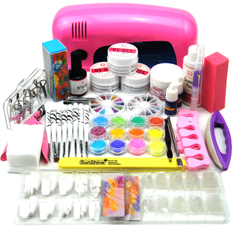 9W UV Gel Curing Lamp Dryer Glitter Nail Art Decoration Set (Intl)