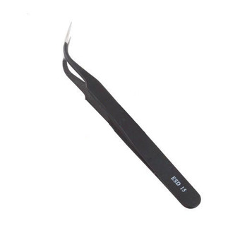 Okdeals Pro ESD Safe Fine Tip Curved Tweezers Steel Non-magnetic Repair Tool (Intl)