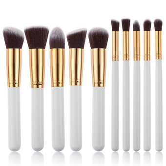 Powder Blush Foundation Contour Makeup Brush Set Cosmetic Tool White and Golden