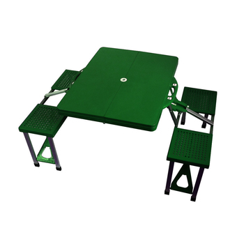 NEW IDEA โต๊ะกระเป๋าพร้อมเก้าอี้พับเก็บ วัสดุ ABS รุ่น TableSet ABS GN (สีเขียว)