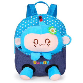 Cartoon children&#039;s school bags baby backpack doll bags travel backpack Blue Monkey (Intl)