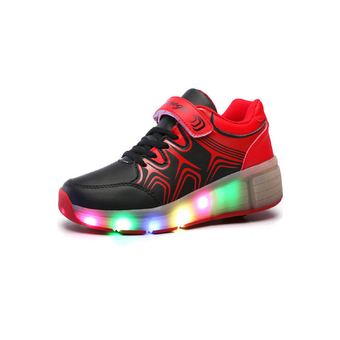 JustCreat LED Flying Shoes Single-wheeled Roller Shoes(Black-red) (Intl)