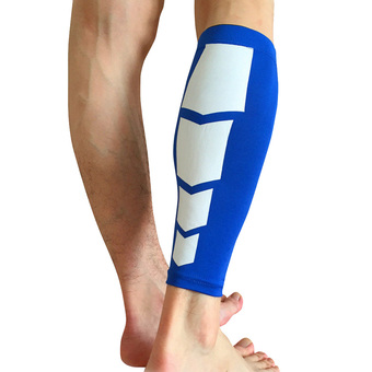 Elastic Compression Calf Wrap Supporter Sport Running Sleeve Brace Blue - Intl