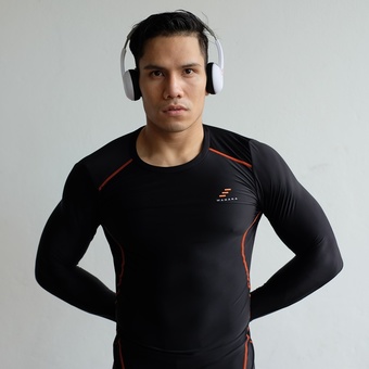 WANAKA Compression เสื้อรัดกล้ามเนื้อ Rash Guard รุ่น Premium UV Tech (Black/Orange)