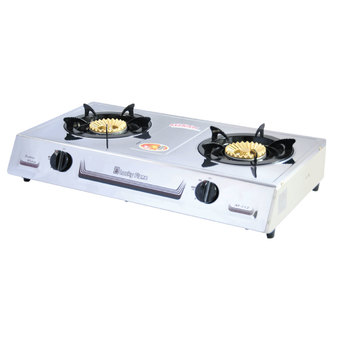 Lucky Flame Gas Cooker-2 Burner AT-112 - Silver