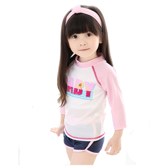 ชุดว่ายน้ำ สไตล์เกาหลี rash guard (สีชมพู)