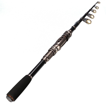 Teamtop 6 Section Telescopic Carbon Spinning Fishing Rod -1.8M (Not Included Reel) - INTL