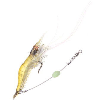 Hanyu Fishing Simulation Noctilucent Soft Hook Rubber Shrimp Lure Hook Black Head Yellow