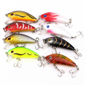 Plastic Fishing Crank Baits Lures Set of 8 (Multicolor)