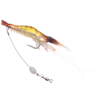 HengSong Rubber Shrimp Lure Hook Red Head (Yellow)
