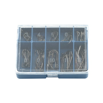 Set 100 Pcs 10 Sizes 3# - 12# Black Silver Fishing Hooks Comes with Carry Box - Intl