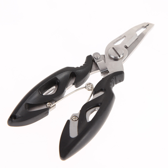 Fishing Plier Steel tackle Lure Hook Remover Line Cutter Scissors(Black)