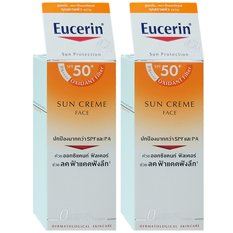 Eucerin sun creme face SPF 50+ ยูเซอริน ซัน ครีม เฟซ เอสพีเอฟ 50 ml (2 ขวด)