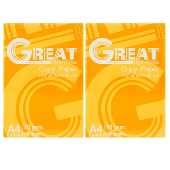 GREAT กระดาษถ่าย 70G ส้ม A4 500SH (แพ็ก 2)