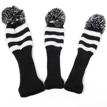 3x Golf Club Knitted Headcover Head Covers For Titleist Taylormade 1/3/ 5# Black&White - Intl