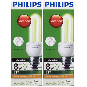 PHILIPS E-SAVER 8W วอร์มไวท์ 2 แพ็ค (แพ็ค 1 หลอด)