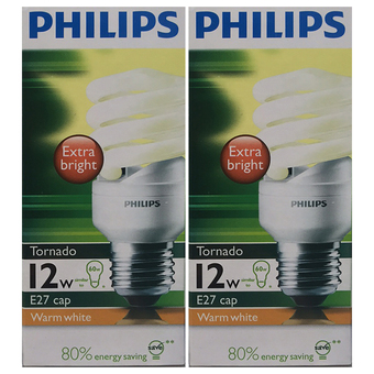 PHILIPS หลอดไฟ ที2 ทอร์นาโด 12W วอร์มไวท์ 2 แพ็ค (แพ็ค 1 หลอด)