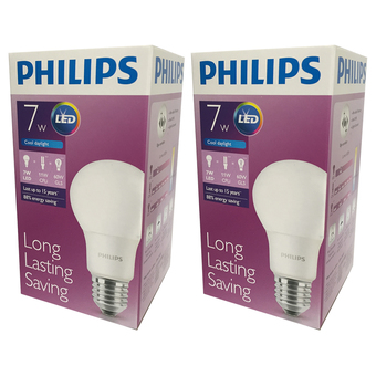 PHILIPS ฟิลิปส์ แอลอีดี7-60 วัตต์ คูลเดย์ไลท์ E27 2แพ็ค (แพ็ค 1 หลอด)