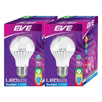 EVE แอลอีดี A70 SAVE 9 วัตต์ เดย์ไลท์ 2 แพค (แพค 1 หลอด)
