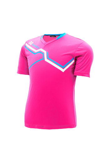 WARRIX SPORT เสื้อฟุตบอลพิมพ์ลาย WA-1516 สีชมพู-ฟ้า