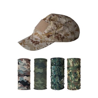 Parbuf หมวกทหาร + ผ้าบัฟ ป้องกัน UV ลายทหาร 4 ผืน DIGITAL SAND CAP (SET) - Brown