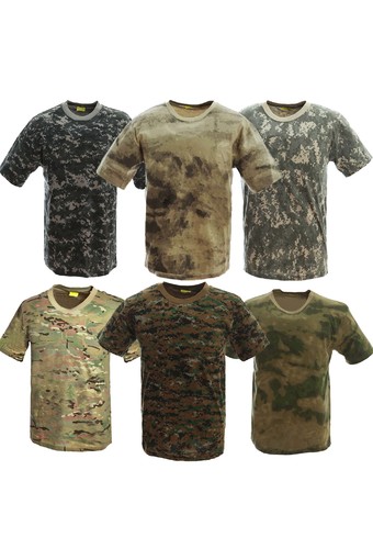 PARBUF เสื้อทหาร เสื้อกีฬา COTTON 100% ลายคาโม MIX 6 ตัว