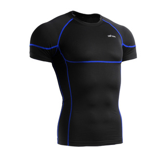 Emfraa Men&#039;s Running Sports mma,gym,golf Compression Tight Short Sleeve Black/Blue