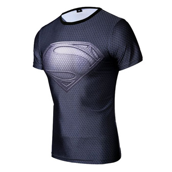 Superman Logo Men Compression Shirt Top - Grey