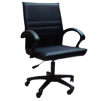 ADHOME เก้าอี้สำนักงานหุ้มหนัง ปรับระดับได้ รุ่น SK-004 (สีดำ)