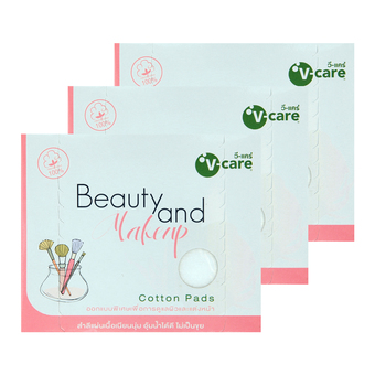 V-CARE สำลีแผ่น บิวตี้ &amp; เมคอัพ 80 ชิ้น (แพ็ค 3)