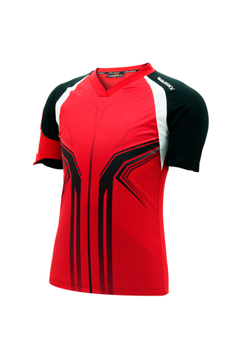 WARRIX SPORT เสื้อฟุตบอลพิมพ์ลาย WA-1517 ( สีแดง-ดำ )