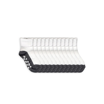 Dsox ถุงเท้านักเรียนกันลื่น ไซส์ 3-5 ปี แพ็ค 12 คู่ - สีขาวเทา