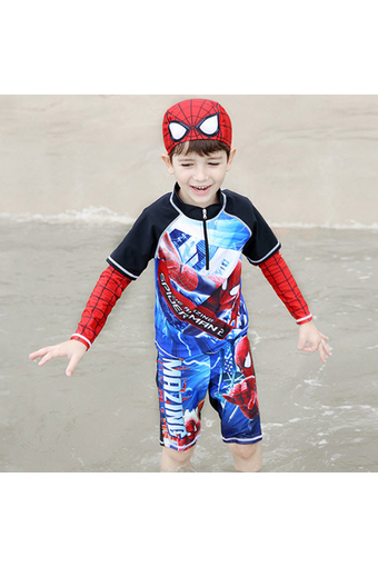 OEM ชุดว่ายน้ำ เด็กผู้ชาย Spider man + หมวก อายุ 3-12 ปี