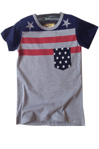 USA shirt (Gray) เสื้อยืดลายธง USA สีเทา