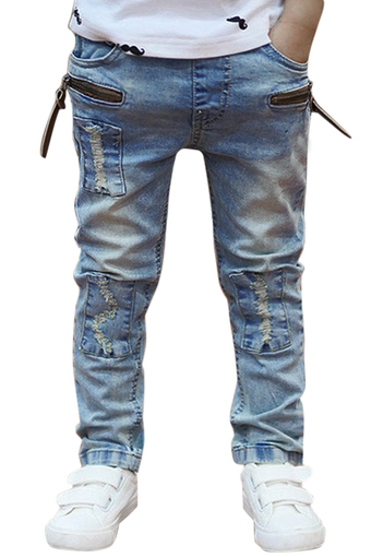 Toprank Children Pants Kids Boys Pants Baby Boys Denim Jeans Trousers For 3-11Y ( Blue )