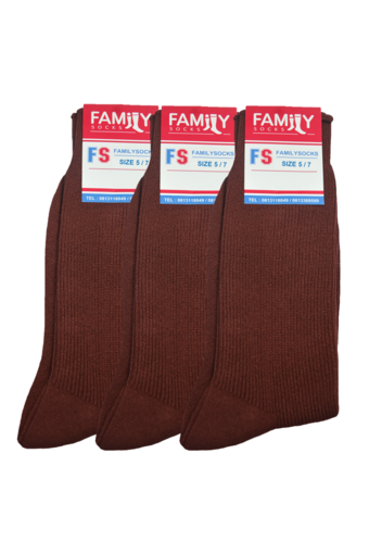 FAMILY SOCKS ถุงเท้านักเรียนสีน้ำตาลเนื้อธรรมดา ขนาด 5-7 ปี (12 คู่)