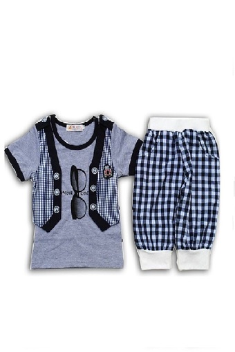 OEM ชุดเด็กชาย เสื้อ+กางเกง (สีขาว/ดำ)