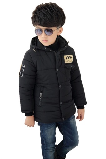 Cyber Arshiner Children Kids Boys Casual Wear Long Sleeve Hooded Down Coat Solid Winter Warm Jacket ( Black ) - Intl