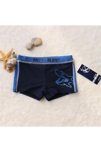 กางเกงว่ายน้ำ เด็กผู้ชาย สีดำ-ฟ้า ลายฉลาม อายุ 3 -13 ปี NKY SURF