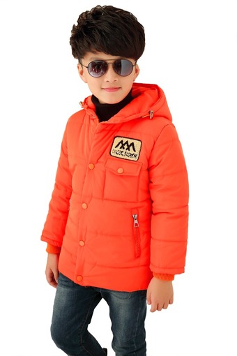 Cyber Arshiner Children Kids Boys Casual Wear Long Sleeve Hooded Down Coat Solid Winter Warm Jacket ( Orange ) - Intl