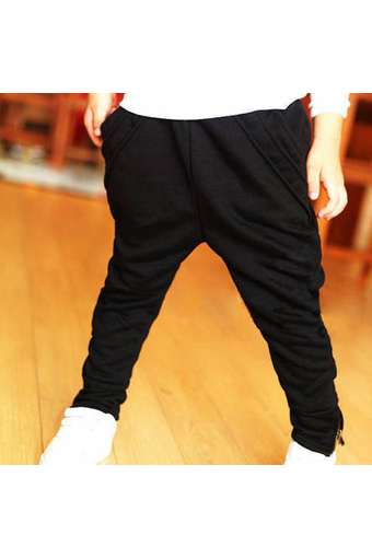Cyber Children Casual Cotton Pants Feet Trousers Boys Girls Sport Pants (Black) (Intl)