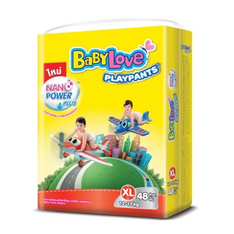 ขายยกลัง BabyLove กางเกงผ้าอ้อมเด็ก รุ่น Playpant Nano Power Plus ไซส์ XL 4 แพ็ค 192 ชิ้น (แพ็คละ 48 ชิ้น)