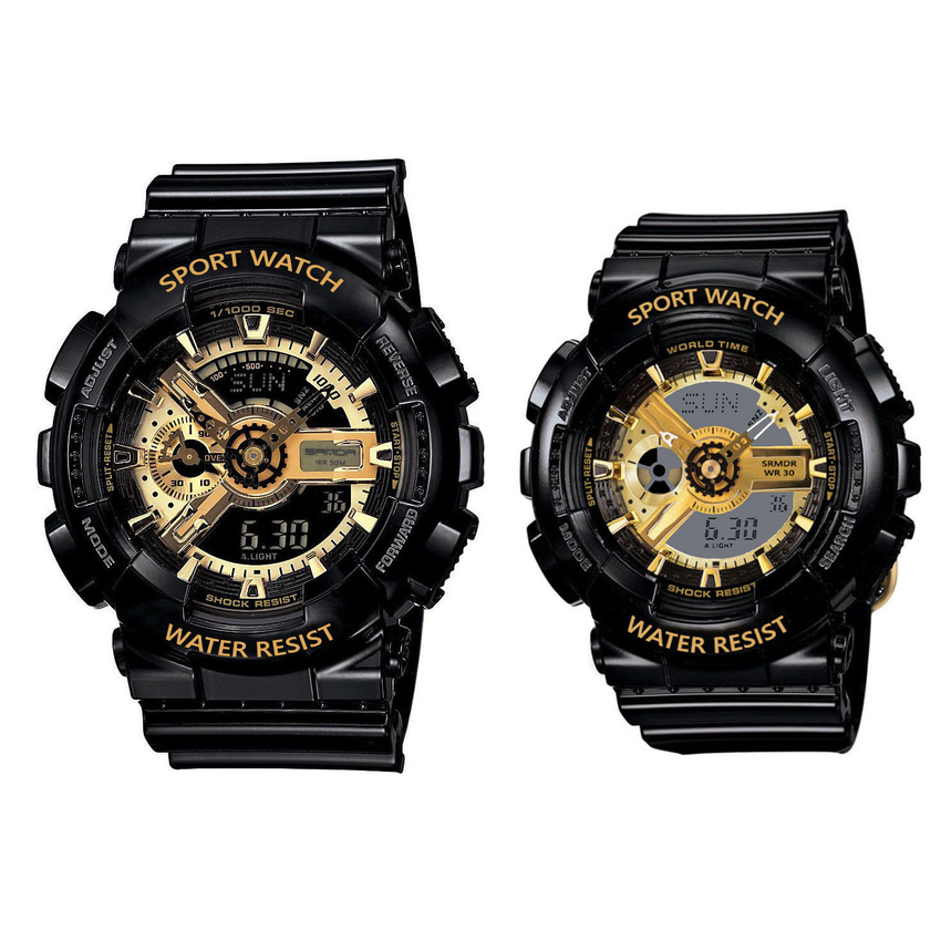 S SPORT นาฬิกาข้อมือคู่รัก - 9210-BB9210 (Black/Gold)