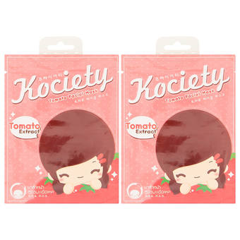 KOCIETY โคไซตี้ เฟเชี่ยลมาส์ก สูตรมะเขือเทศ 1 แผ่น - สีแดง (แพ็ก 2)