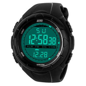 SKMEI Female Sport LED Waterproof Rubber Strap Wrist Watch -Black 1025 - Intl