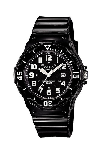 Casio Standard นาฬิกาข้อมือสุภาพสตรี สีดำ สายเรซิ่น รุ่น LRW-200H-1BVDF