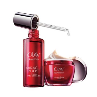  OLAY Regenerist Overnight Miracle-Micro-Sculpting Cream 50g. & Miracle Boost Youth Pre-essence 40ml.